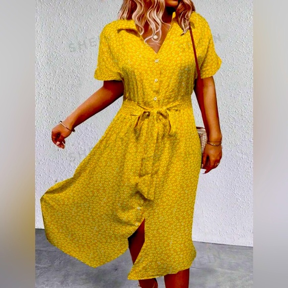 πΈ3/$12 SHEIN dress size 1X, yellow floral perfect conditions - Picture 2 of 14